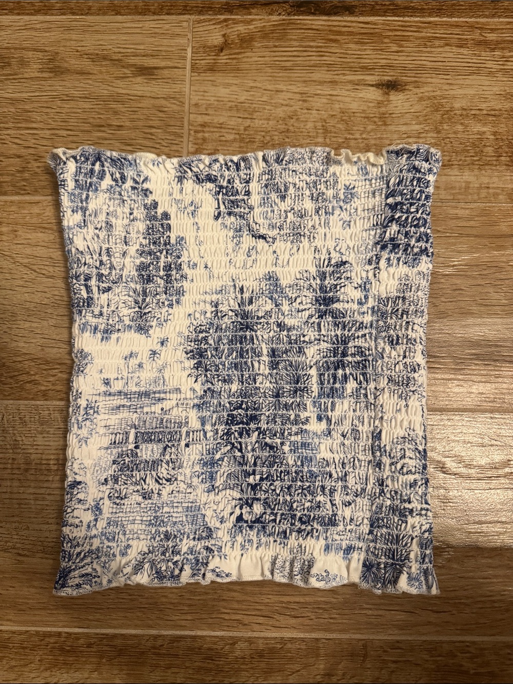 H&M White and Blue Palm Tree Tube Top